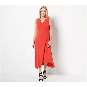 Truth + Style Petite Jersey Knit Asymmetrical Dress Red, Petite X-Large